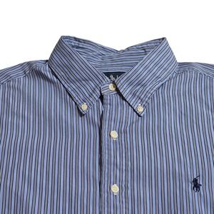 Ralph Lauren Striped XL Blue Shirt Button Down Classic Fit Mens‎ Blue Pony